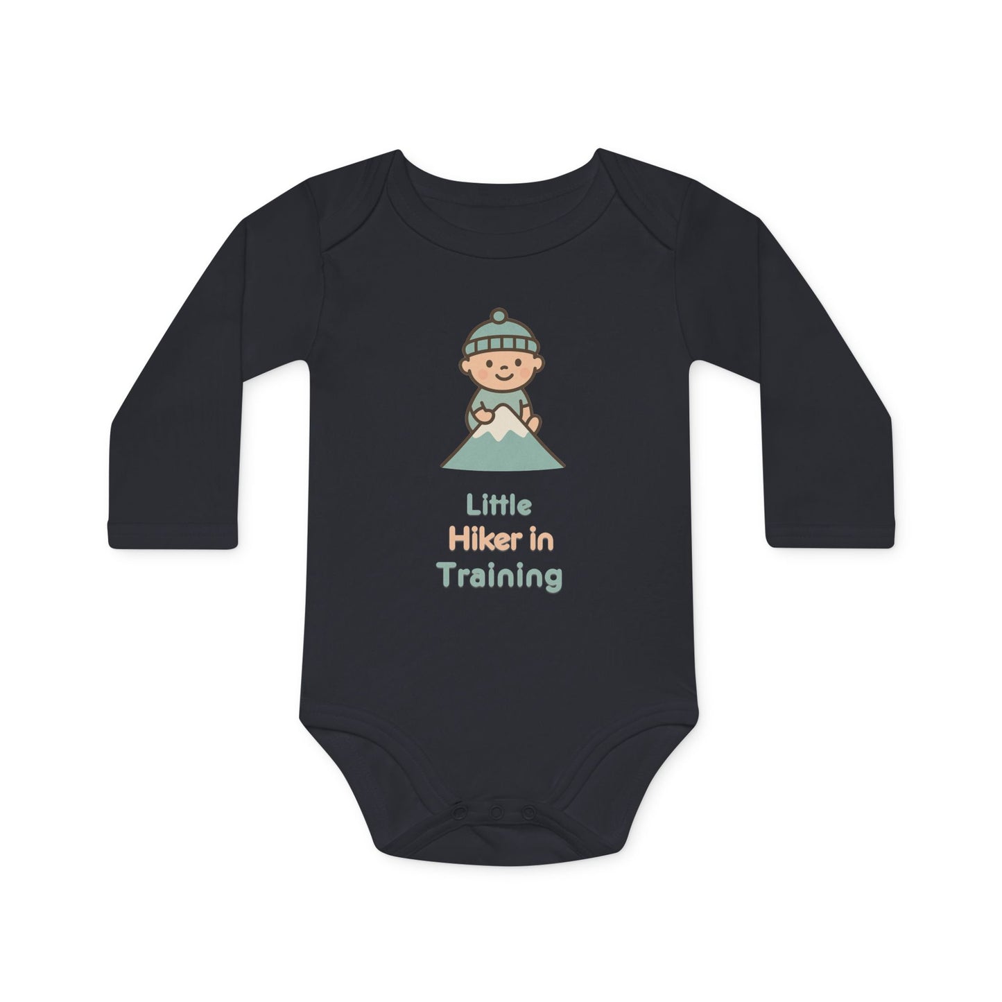 Baby Langarm-Body aus Bio-Baumwolle | Little Hiker in Training| schwarz