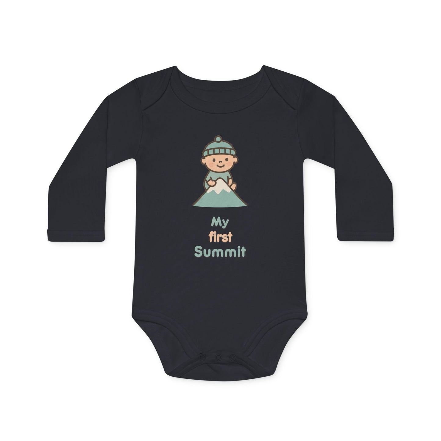Baby Langarm-Body aus Bio-Baumwolle | My first Summit | schwarz