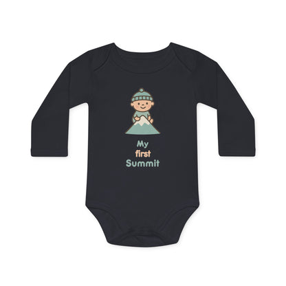 Baby Langarm-Body aus Bio-Baumwolle | My first Summit | schwarz