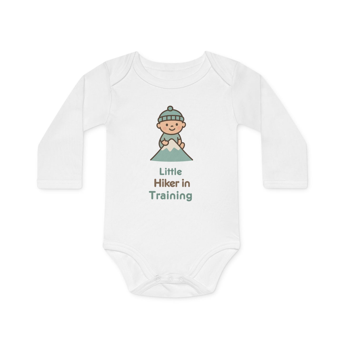 Baby Langarm-Body aus Bio-Baumwolle | Little Hiker in Training | weiß